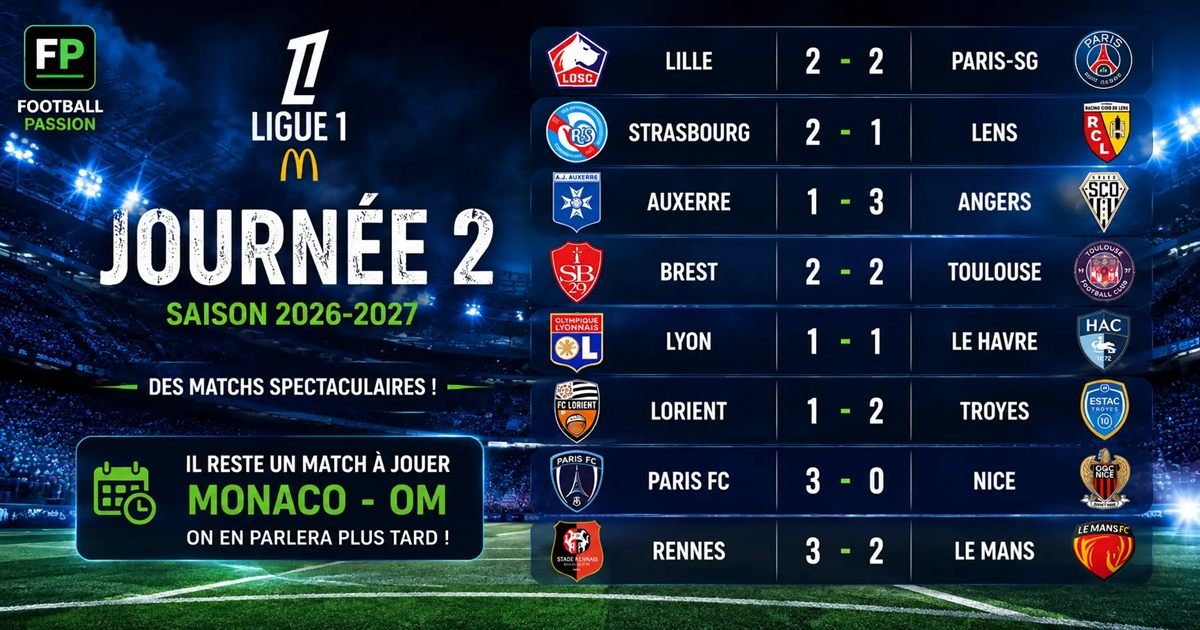 Ligue 1 - Journée 2 : une journée riche en buts, Monaco s'impose face à l'OM