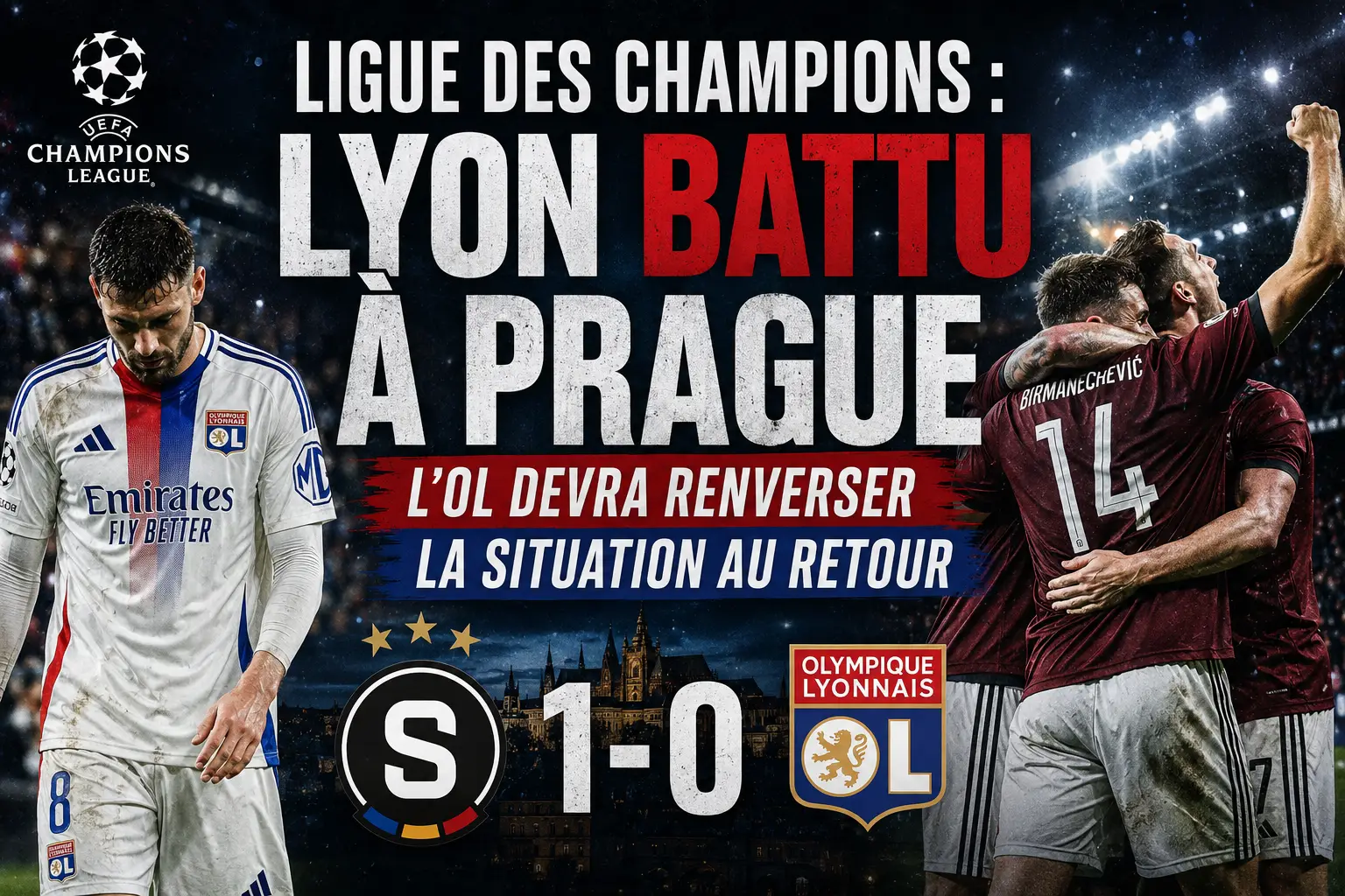 Un joueur de l'OL dans le match retour face au Sparta Prague en Ligue des champions