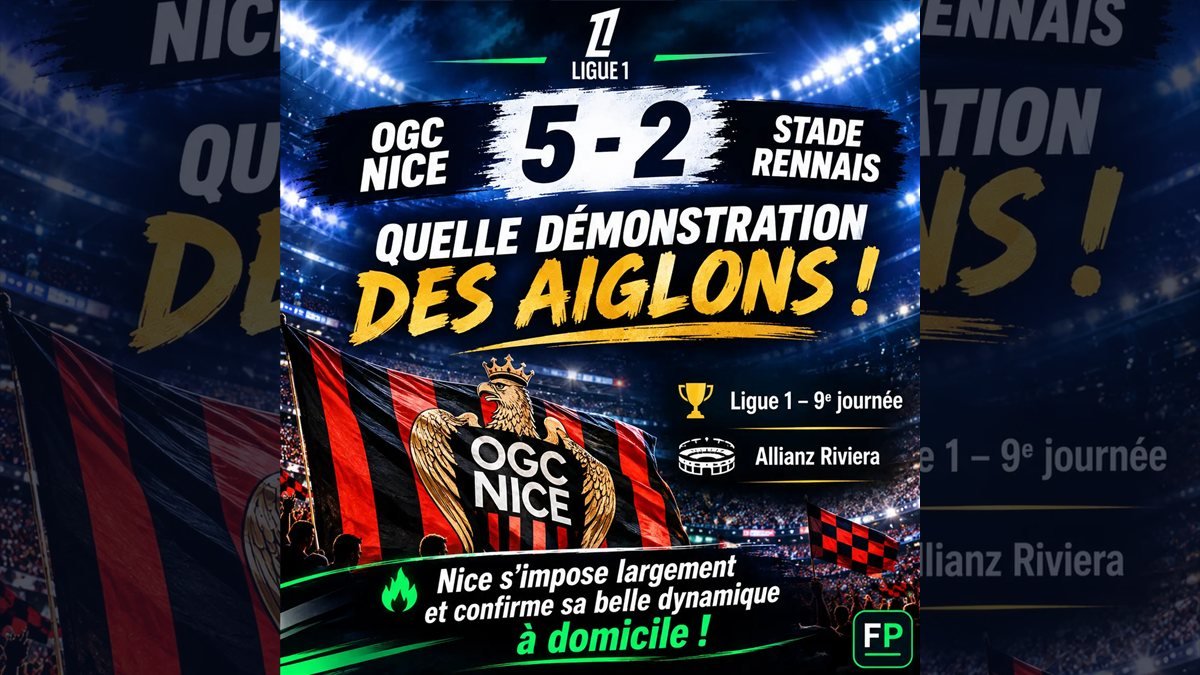 Ligue 1 journee 9 : OGC Nice 5-2 Stade Rennais, triple d'Elye Wahi, buts de Clauss et Amoura a l'Allianz Riviera