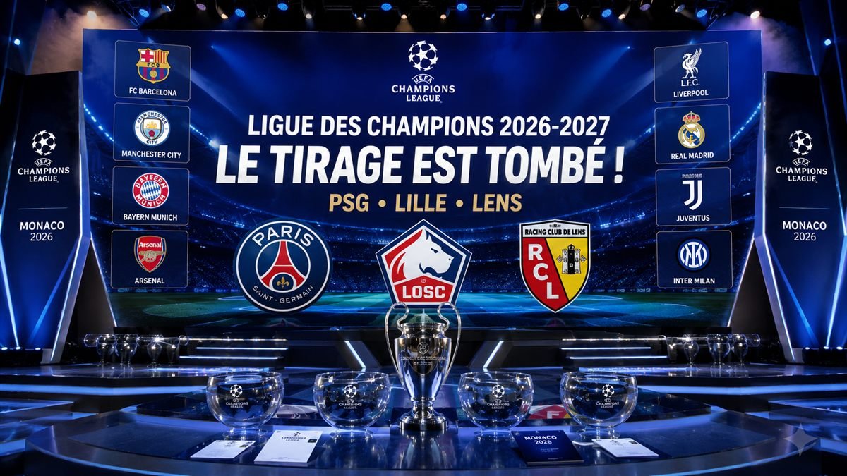 Adversaires de PSG, Lens et Lille en phase de ligue de Champions League 2026-2027